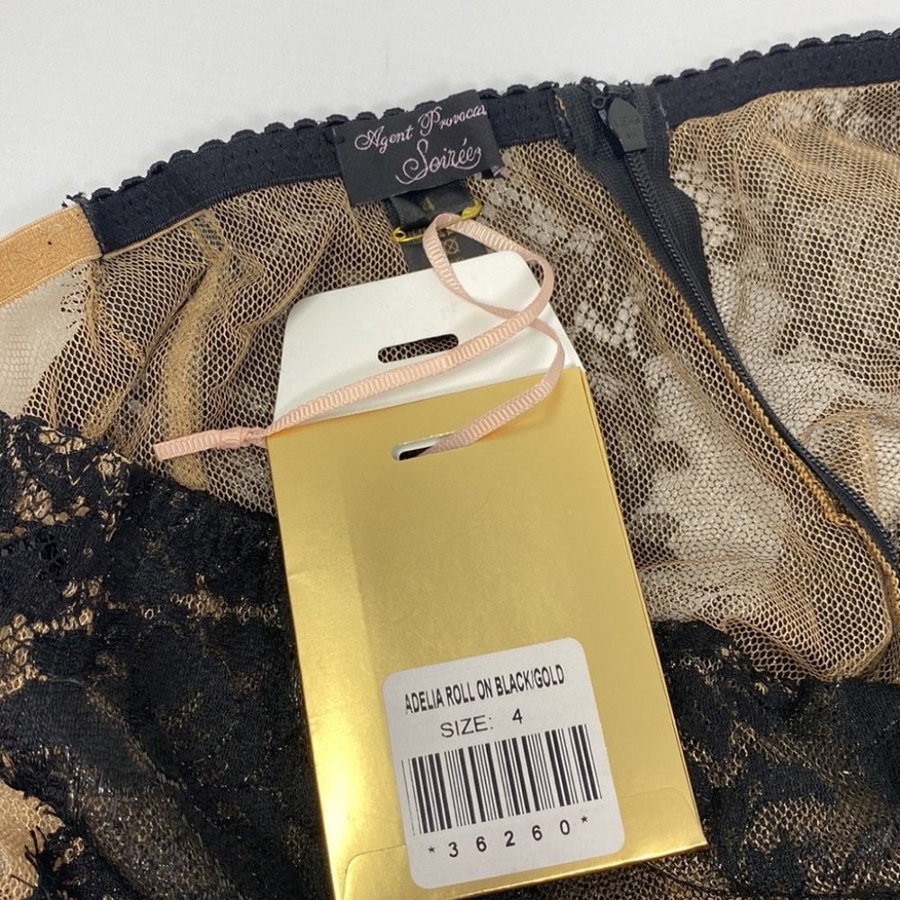Agent Provocateur Adelia SOIREE Black Gold Roll-on Suspender NWT $990 - Picture 15 of 15